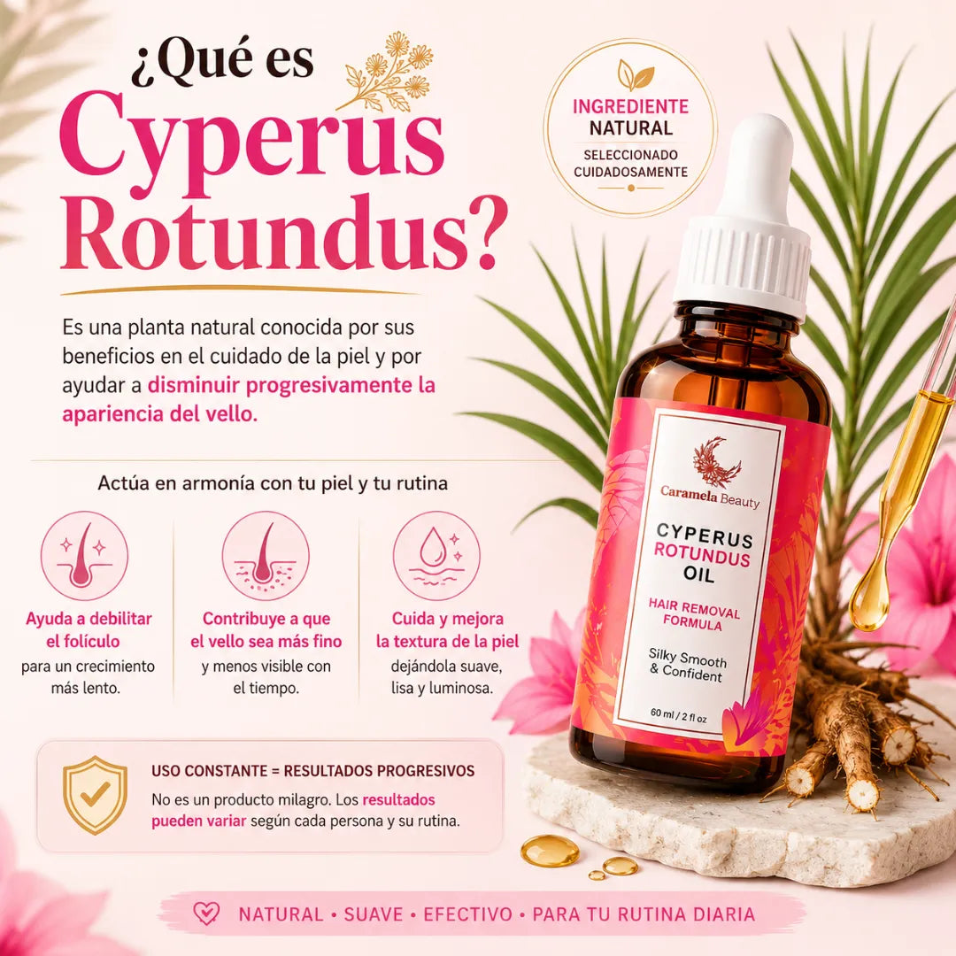 Aceite de Cyperus Rotundus para Reducción del Vello Corporal | Fórmula Natural 60 ml