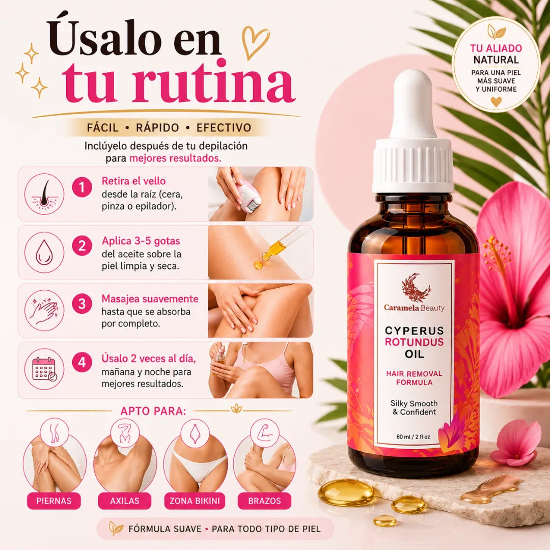 Aceite de Cyperus Rotundus para Reducción del Vello Corporal | Fórmula Natural 60 ml